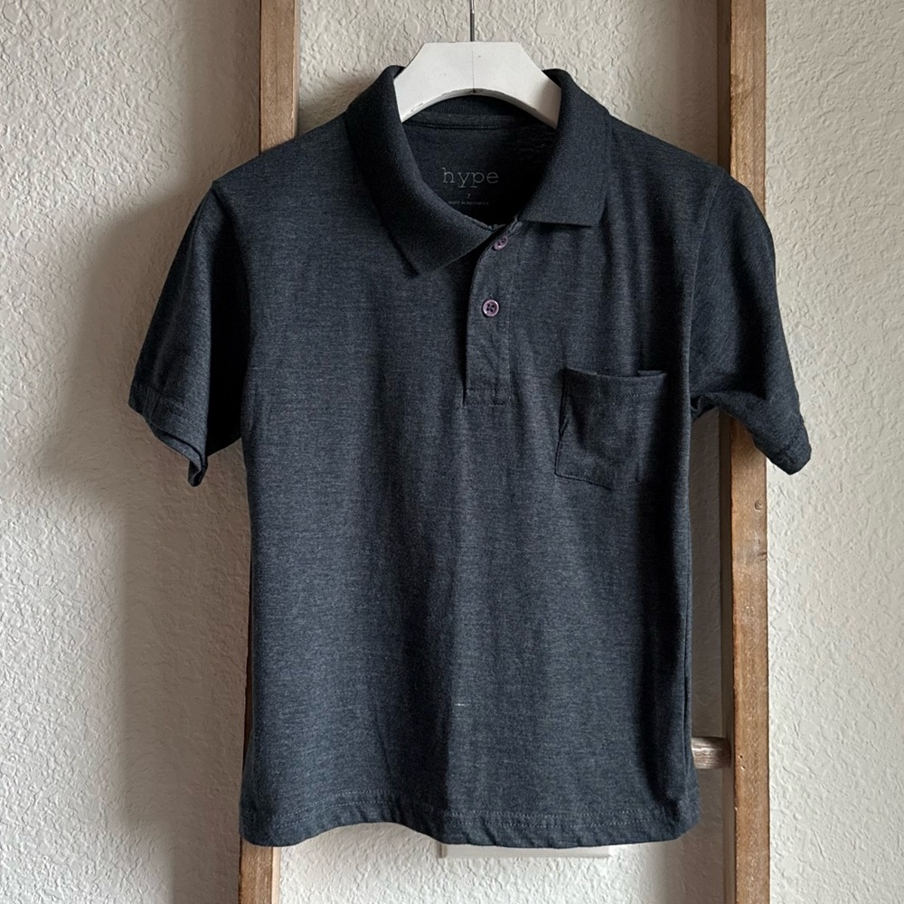 Hype Grey Boys Polo Shirt sz: 7